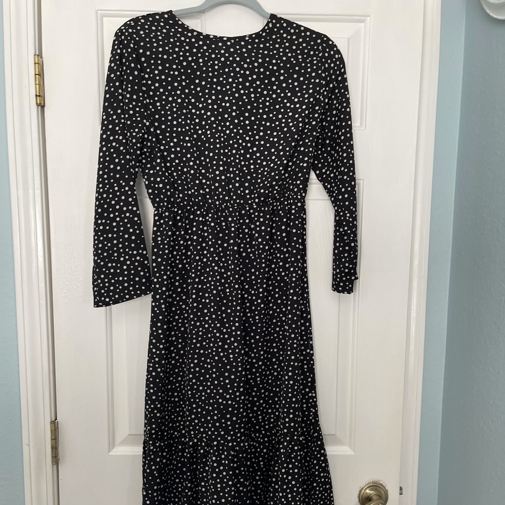 Modest midi black dress